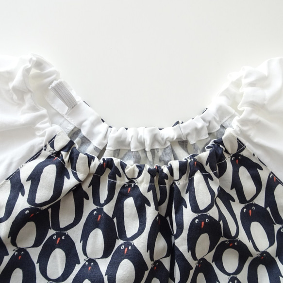 選べる袖・サイズ・ポケット・ループ！ペンギンの夏用スモック☆80～140サイズ 4枚目の画像