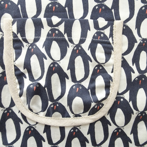 選べる袖・サイズ・ポケット・ループ！ペンギンの夏用スモック☆80～140サイズ 3枚目の画像