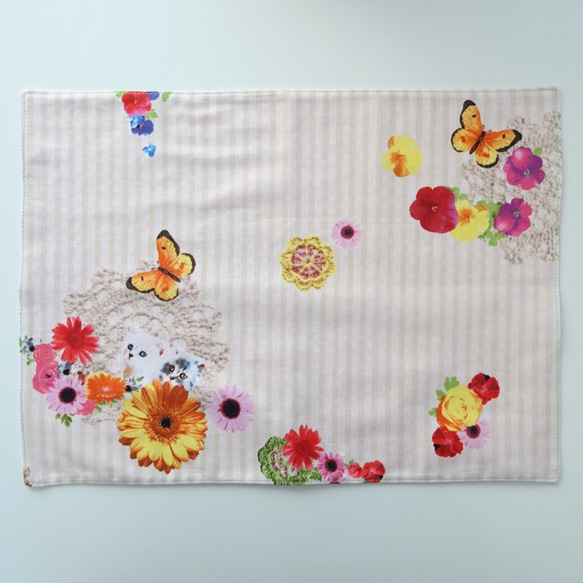 花と蝶×ピンクドットのお弁当袋&ランチョンマット 6枚目の画像