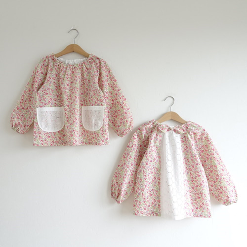 女の子　スモック　110 花柄　ミント　ピンク 女の子 スモック 110 花柄 ミント ピンク 女の子スモック110 花柄