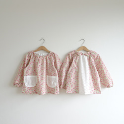 100・110・120 フリルスモック ピンク花柄 子供服 Maokka 通販 5295521