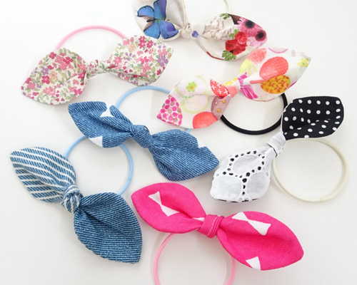 ゴム交換可能なリボン付きゴム*norieのスモックやお洋服とお揃いにでき