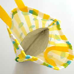 《Yellow Stripe》ストライプドット×くまステッチデニム☆2点セット～お着替え袋とコップ入れ 4枚目の画像