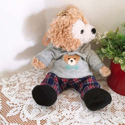ポーチ＆パペット　ダッフィー　羊毛クマ付きグレーパーカーセット　コスチューム　服 5枚目の画像