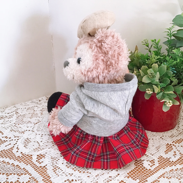 ポーチ＆パペット　シェリーメイ　羊毛クマ付きグレーパーカーセット　コスチューム　服 3枚目の画像