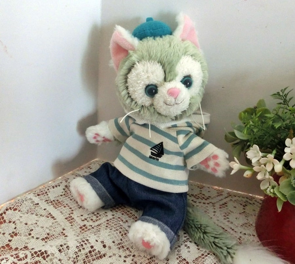 ポーチジェラトーニ　ミント白ボーダーセット 1枚目の画像