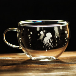 クラゲ ガラス ティーカップ ソーサー 付き 300ml 3枚目の画像