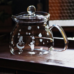 不思議の国のアリス アリス&ウサギ ガラス ティーポット 500ml ポット