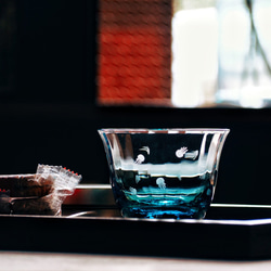 【在庫限り】ミニクラゲ 冷茶グラス ターコイズブルー 2枚目の画像