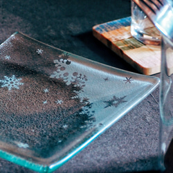雪 の 結晶 a の ガラス スクエア皿 2枚目の画像