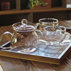 ティーセット3点】宇宙 クリア ガラス ティーカップ＆ソーサー2個＋