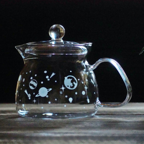 ガラスティーセット ティーセット3点】クラゲ ガラス ティーカップ＆ソーサー2個＋