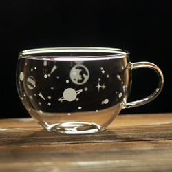 【ティーセット3点】宇宙 ホワイト ガラス ティーカップ＆ソーサー2個＋ティーポット1個 7枚目の画像