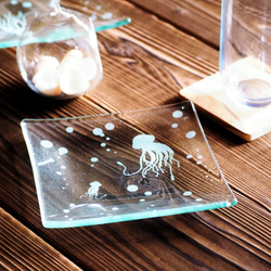クラゲ ガラス スクエア皿 3枚目の画像