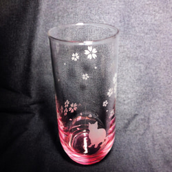 花弁 と 猫 の グラス タンブラー ロング 315ml 猫 桜 グラス タンブラー ネコ ねこ 5枚目の画像