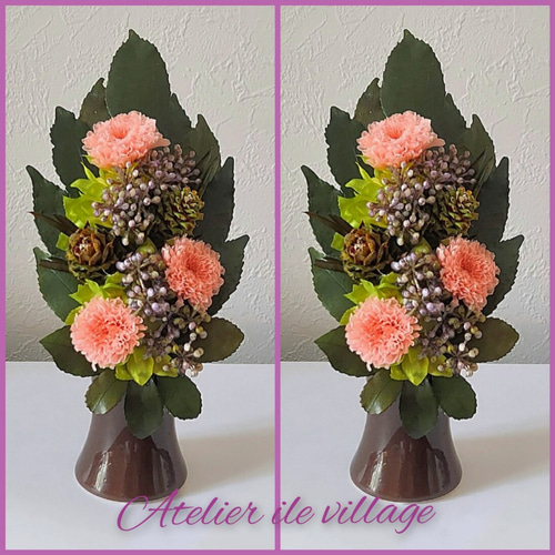 仏花 プリザーブドフラワー「オーブピンク対 プリザーブドフラワー  