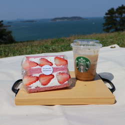 【夏の浜辺に持っていきたい！】帆布レジャーシートと木製プレートのピクニックセット 2枚目の画像