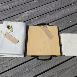 【夏の浜辺に持っていきたい！】帆布レジャーシートと木製プレートのピクニックセット 5枚目の画像