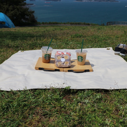 【夏の浜辺に持っていきたい！】帆布レジャーシートと木製プレートのピクニックセット 9枚目の画像