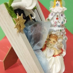 『聖母子像』額縁人形　クリスマスプレゼント　聖夜　生誕　天使ツリー　星　十字架　フェルト　　　　　　 5枚目の画像