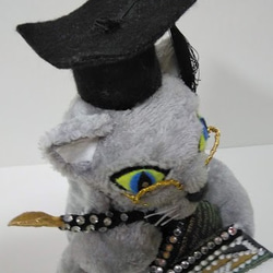 『猫博士』猫の縫いぐるみ　創作人形　物知り博士　プレゼント　　置物　 7枚目の画像