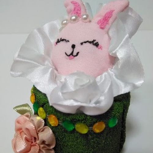 ピンクウサギの親子』祝誕生 赤ちゃん プレゼント 創作人形