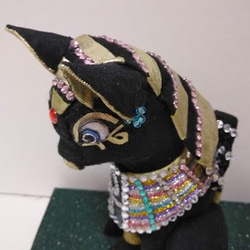 『 バステト神とメモスタンド』猫の縫いぐるみ　創作人形　女神　古代エジプト壁画　ファラオ　ハトホル　ぬいぐるみ 1枚目の画像