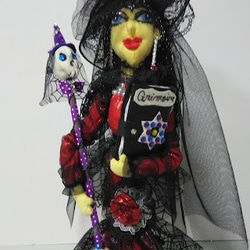 『赤いドレスの魔女さん』魔女人形　グリモア魔導書　ウイッチ　スカル　創作人形　プレゼント　オシャレ 6枚目の画像