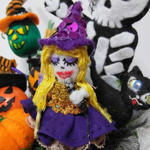 ハロウィン盛り籠』魔女人形 カラオケ 魔法 悪魔 ハロウィン スカル 黒