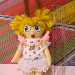 『おしゃれな天使ちゃん』 天使　バックチャーム　可愛い　エンゼル　フェルト人形　ぬいぐるみ 3枚目の画像