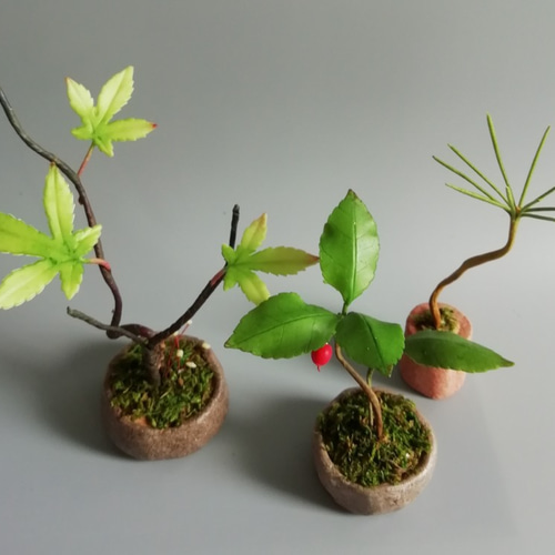 1年半ぶりの再販】樹脂粘土ミニ盆栽セット アートフラワー はん