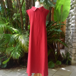 亞麻度假村長禮服卷顏色古典一件煙熏紅 第4張的照片