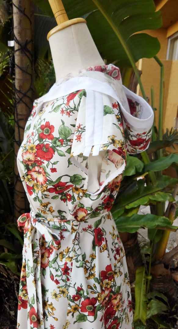 [英式花園襯衫裙]植物花卉連帽法式袖 第3張的照片