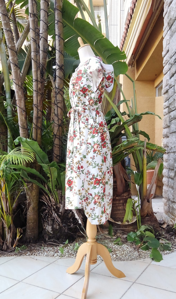 [英式花園襯衫裙]植物花卉連帽法式袖 第5張的照片