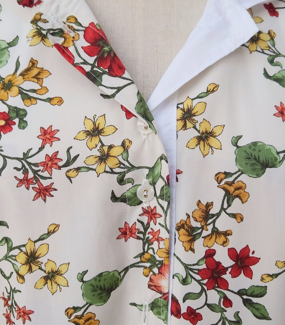 [英式花園襯衫裙]植物花卉連帽法式袖 第7張的照片