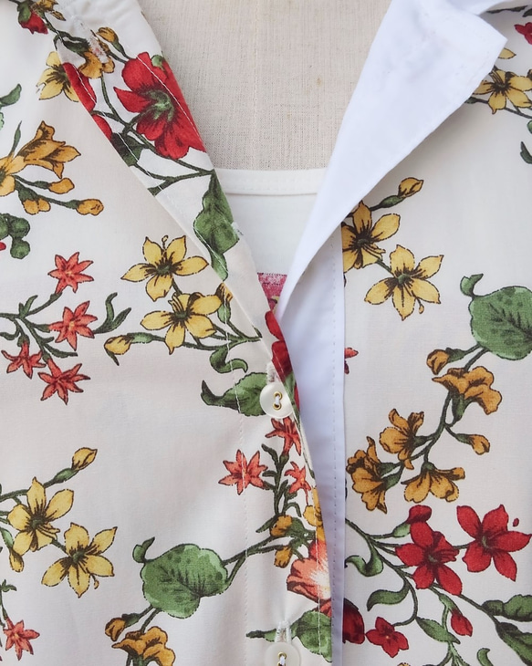 [英式花園襯衫裙]植物花卉連帽法式袖 第8張的照片