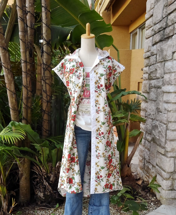 [英式花園襯衫裙]植物花卉連帽法式袖 第9張的照片