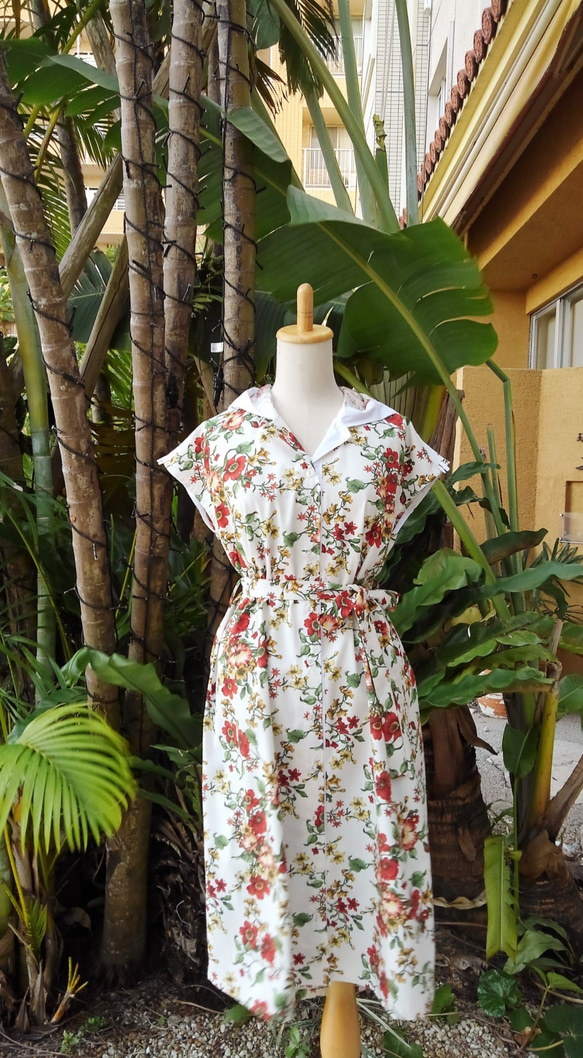 [英式花園襯衫裙]植物花卉連帽法式袖 第6張的照片