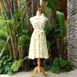 新鮮！令人振奮！飛躍檸檬♪簡單的輕質棉質罩衫裙+相同圖案的檸檬面膜“ Creema limited” 第2張的照片