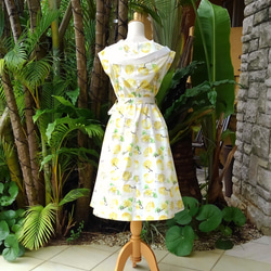 新鮮！令人振奮！飛躍檸檬♪簡單的輕質棉質罩衫裙+相同圖案的檸檬面膜“ Creema limited” 第5張的照片
