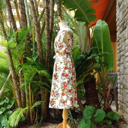 ☆異想天開☆【英式田園襯衫裙】植物花卉連帽法式袖 第4張的照片