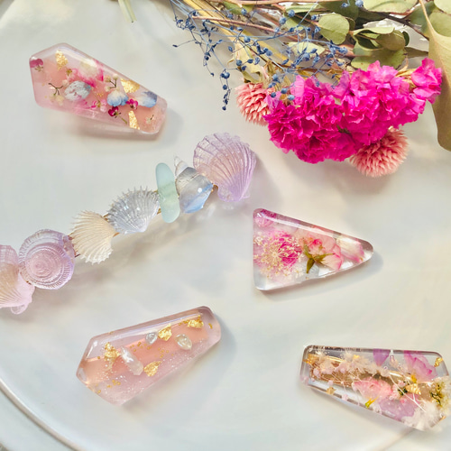 再販♡『新作春の花』スターチス、かすみ草のドライフラワーと金箔の 
