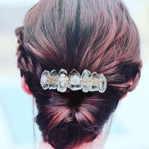 ♡大きめサイズ 鉱石レジンのヘアバレッタ♡ 鉱物ドライフラワー ♡大きめサイズ 鉱石レジンのヘアバレッタ♡ 鉱物ドライフラワー