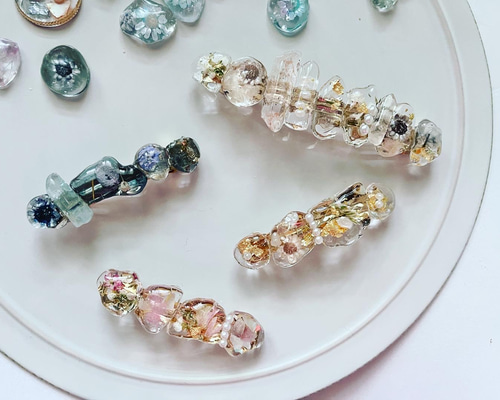 ☆*:.。. ハンドメイド♡レジンヘアバレッタ♡バタフライフラワー .。.:*☆ ☆*:.。. ハンドメイド♡レジンヘアバレッタ♡バタフライフラワー