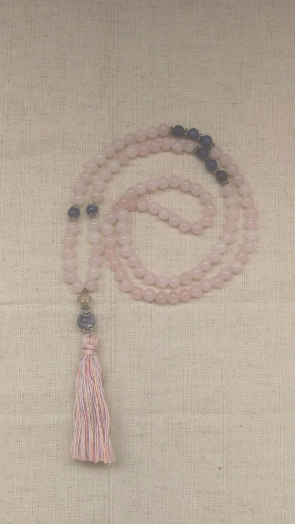 天然石 Yoga mala ～ローズクォーツ～ 1枚目の画像