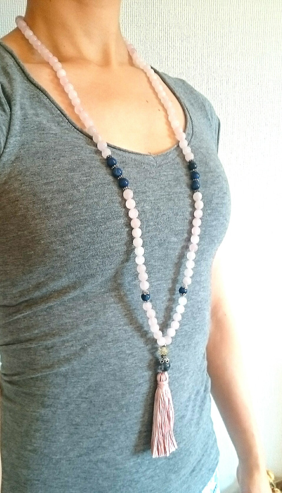 天然石 Yoga mala ～ローズクォーツ～ 4枚目の画像