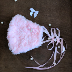 モコモコ　ボア　冬マスク　リボン　選べる　ピンク　 2枚目の画像