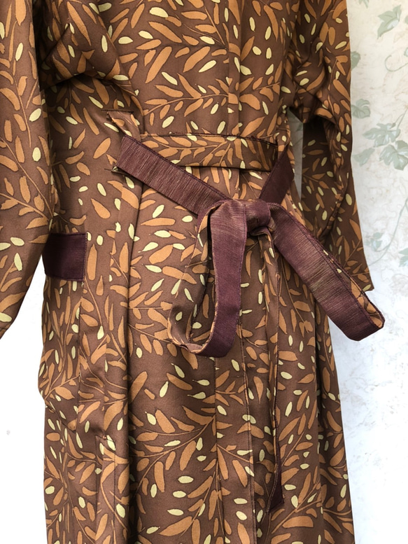【着物リメイク】秋の装い　テラコッタ コーディガン 5枚目の画像