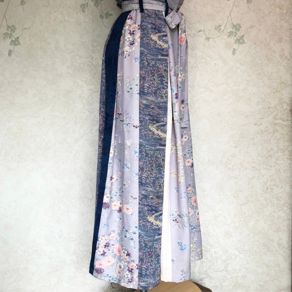 【着物リメイク】春爛漫 ミックスアラカルトタックラップスカート 6枚目の画像