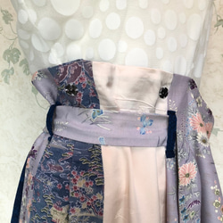 【着物リメイク】春爛漫 ミックスアラカルトタックラップスカート 8枚目の画像